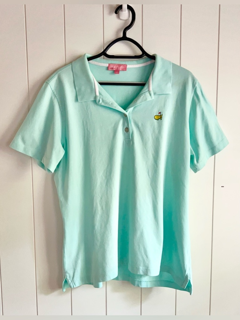 Magnolia Lane top shirt Masters Polo Pima Cotton Made in Peru size XL aqua Blue